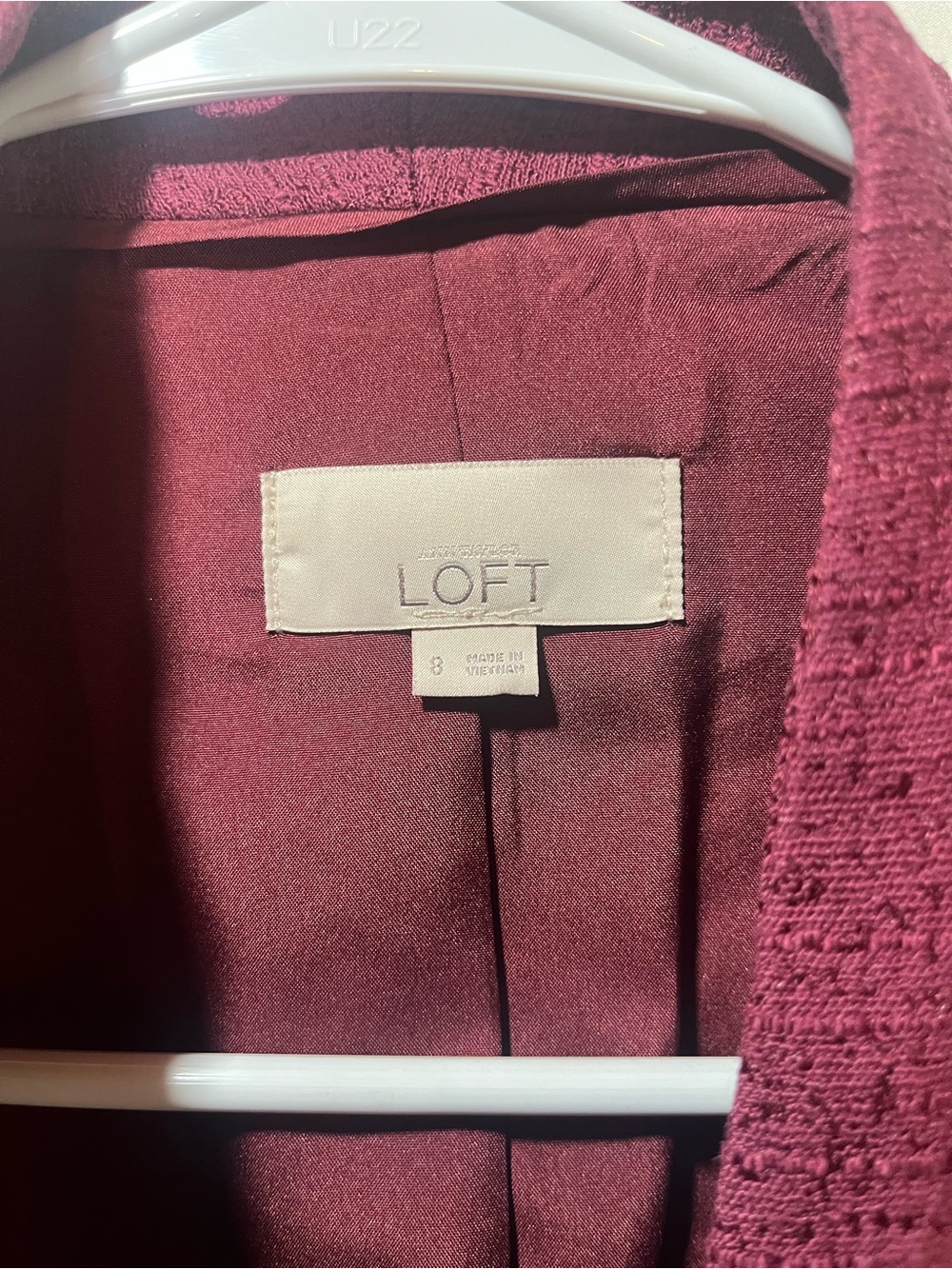 LOFT Women's Raspberry Single-Button Textured Blazer - Picture 3 of 6